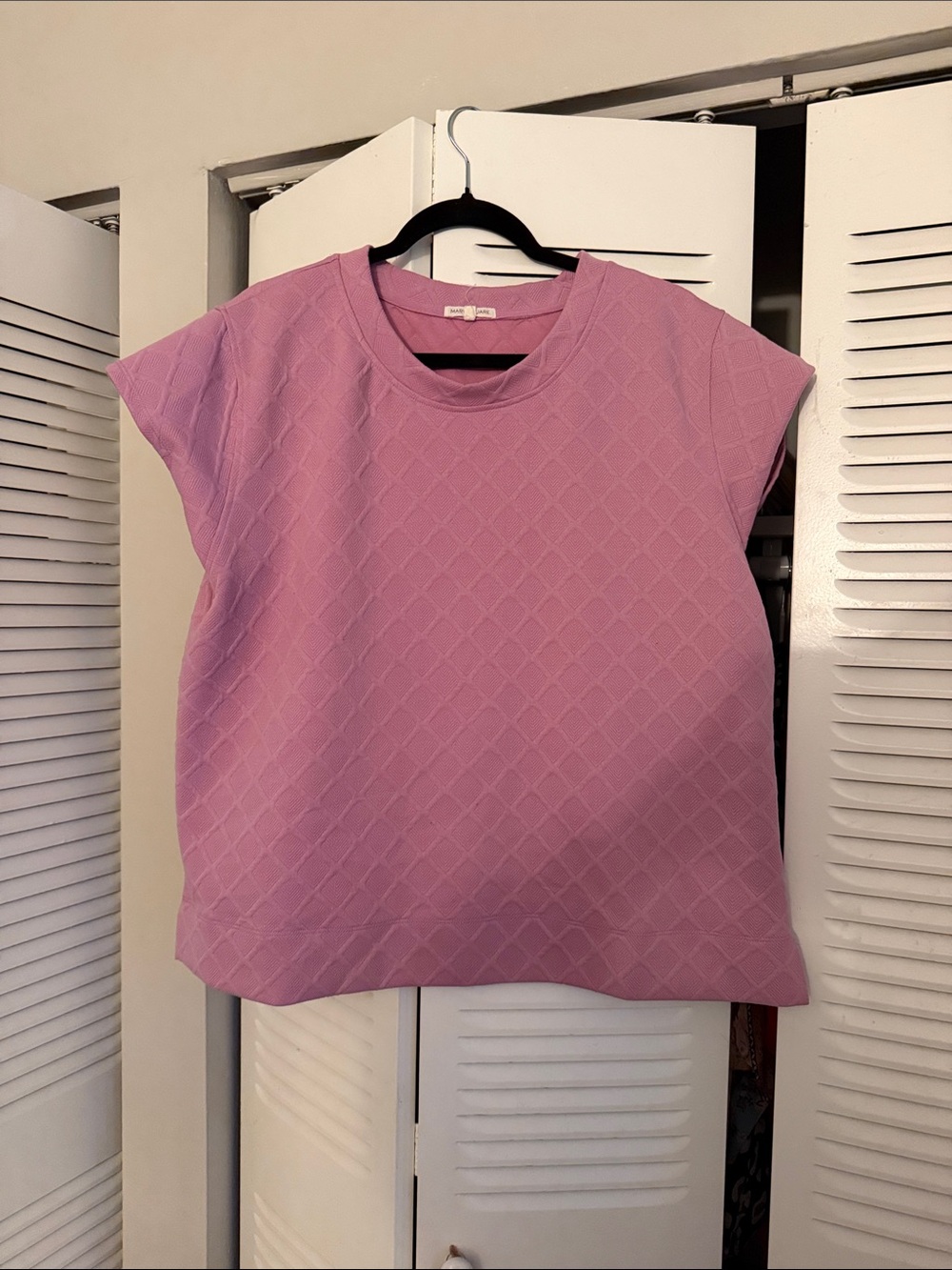 Textured Quilted Boxy Tee in Lavender Pink